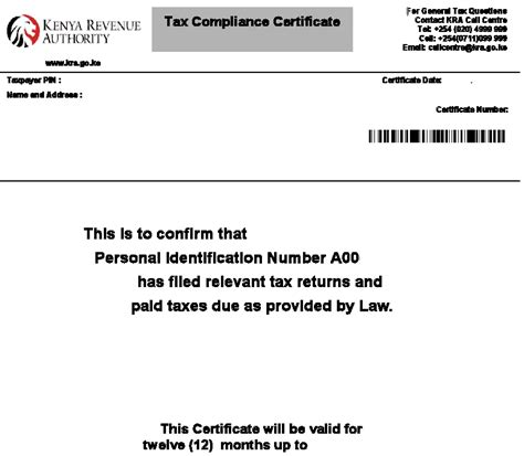 tax compliance certificate kenya